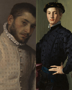 Giovanni Battista Moroni, Il Sarto, 1567 - Bronzino, Ritratto di giovane uomo con libro, 1540